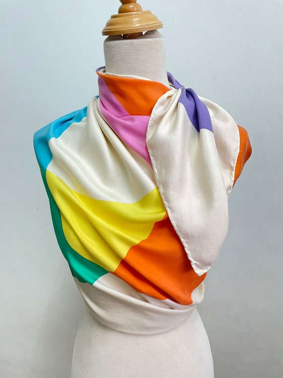 Art Minimalist Primary Colour Wheel Vintage Silk Scar… - Gem