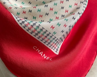 Vintage Chanel Monogramm Multicolor Seidenschal Wrap Schal Halstuch Bandana Accessoires Frauen Mode Geschenk-Freier Versand