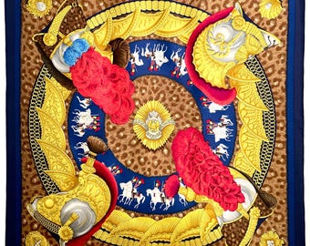 Foulard Carré HERMÈS Les Quatre Saisons – Vintage 1994 – Soie 90 Cm Avec Boîte