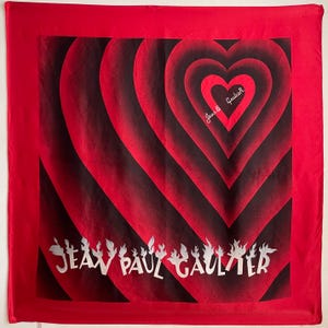 Vintage Jean Paul Gaultier Red Silk Scarf: Designer Headscarf