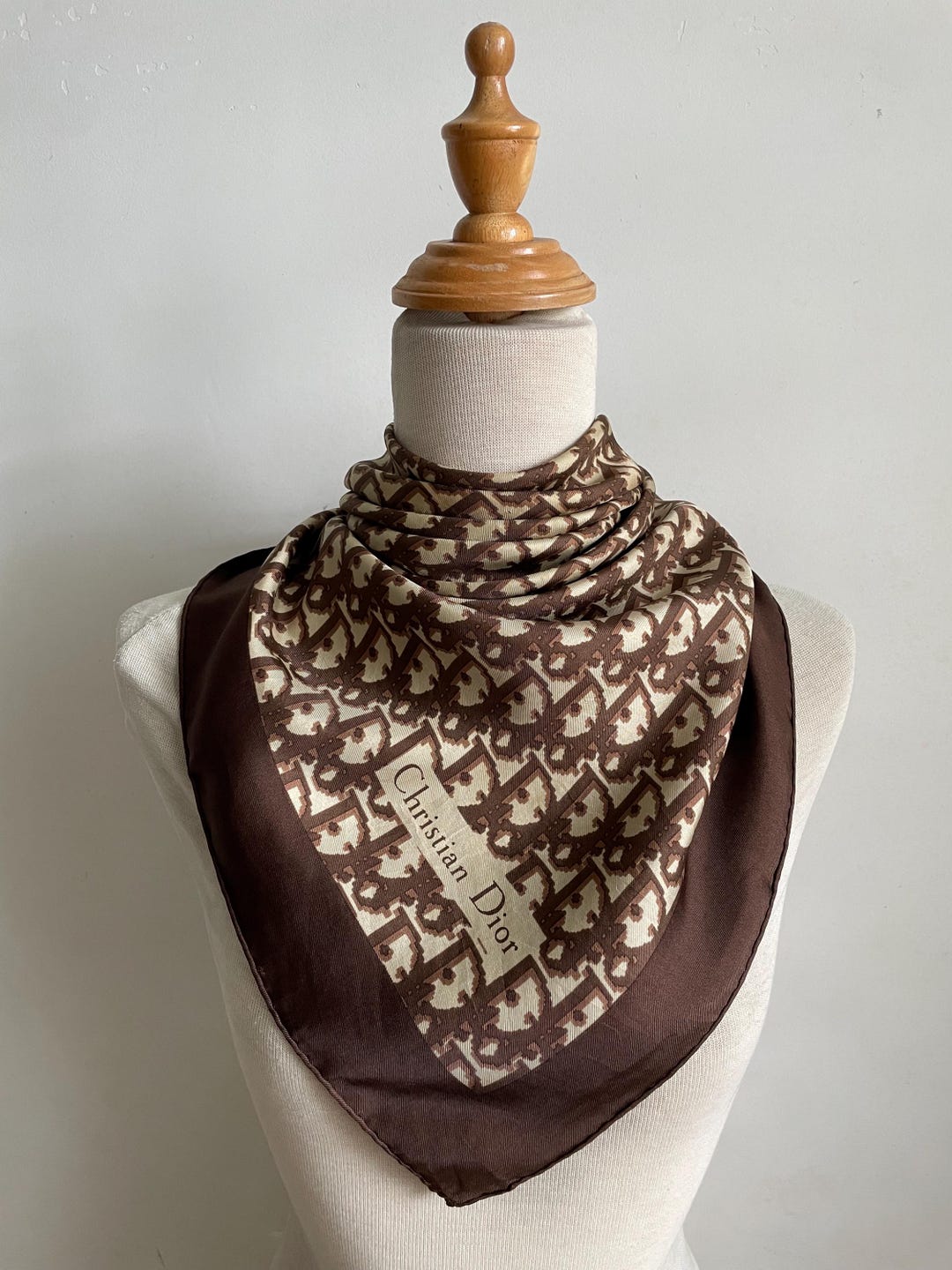 Vintage Christian Dior Monogram Silk Scarf Neckscarf Accessories Women ...