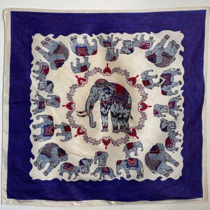 Vintage Thai Silk Scarf: Elephant Design, Neck/Head Accessory