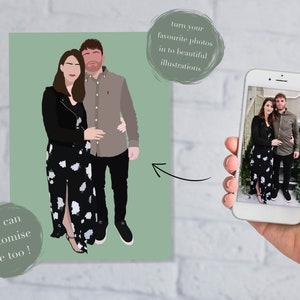 Custom Faceless Portraits, Original Hand Drawn Illustration, Personalised Digital Drawing Of Your Favourite Photos, Family, Friends and Pets