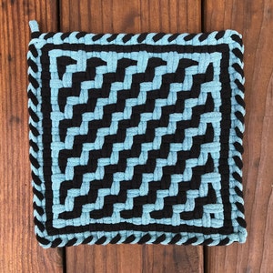 Large 8” Square Trivet / Potholder— 100% Cotton—Hand Woven in USA