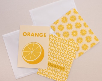 Postkarte / Klappkarte, Orange, DIN A6, bunt, Geburtstag, Glückwünsche