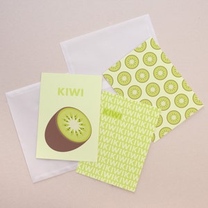 Postkarte / Klappkarte, Kiwi, DIN A6, bunt, Geburtstag, Glückwünsche