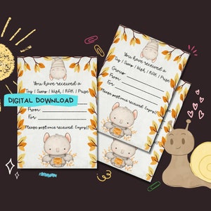Herfstvleermuis digitale download pdf, Tag-inzetstukken thuis afdrukken, Penvriend versierde wissel-/wens-/rak-insteekkaarten, Direct afdrukbaar, 2 maten