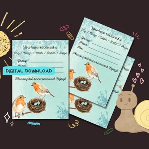 Robins Nest - download digital de PDF - Imprima em casa inserções de tags - inserções de troca / desejo / rak decoradas por Penpal - Impressão instantânea - 2 tamanhos