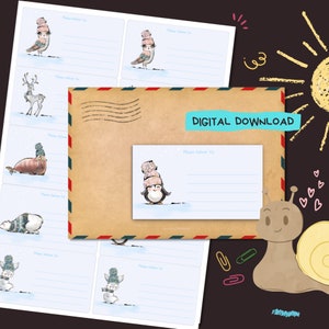 Animales árticos - Descarga digital en PDF - Imprima en casa, entregue las pegatinas en la dirección - Etiquetas forradas y sin forrar - Tamaño 99 mm x 57 mm