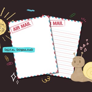 Correo aéreo - Descarga digital PDF - Papel para escribir cartas de penpal - Hojas de papel de notas imprimibles al instante - Forrado y sin forro incluido