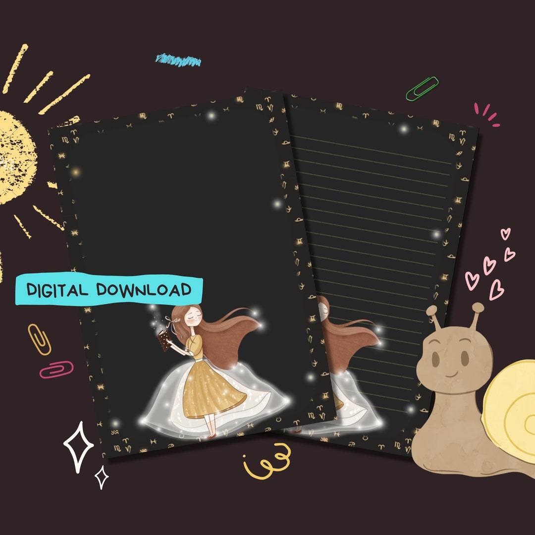 Magic Girl PDF Digital Download Penpal Letter Writing Paper Instant
