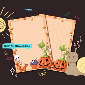 Halloween Sweeties - Descarga digital PDF - Papel para escribir cartas de Penpal - Hojas de papel de notas imprimibles al instante - Forrado y sin forro incluido