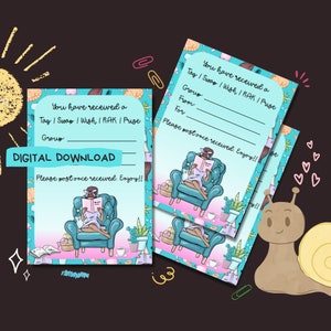 Book Lover, Blau - PDF digitaler Download - Print at home Tag Einlagen - Penpal druckbare dekorierte tausch / wish / rak Einsätze - 2 Größen