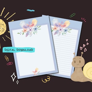 Spring Birds - Descarga digital PDF - Papel para escribir cartas de Penpal - Hojas de papel de notas imprimibles al instante - Forrado y sin forro incluido