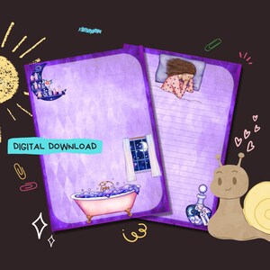 Moon Dreams - Download digitale PDF - Carta da lettere Penpal - Fogli di carta da lettere stampabili istantaneamente - Foderato e sfoderato incluso