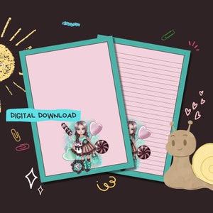 Sweet as Candy - Descarga digital PDF - Papel para escribir cartas de Penpal - Hojas de papel de notas imprimibles al instante - Forrado y sin forro incluido