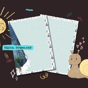 Artic Snow - Descarga digital PDF - Papel para escribir cartas de penpal - Hojas de papel de notas imprimibles al instante - Forrado y sin forro incluido