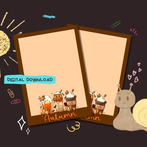 Café de otoño - Descarga digital PDF - Papel para escribir cartas de penpal - Hojas de papel de notas imprimibles al instante - Forrado y sin forro incluido