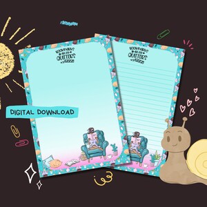 Book Lover Blue - Descarga digital PDF - Papel para escribir cartas de Penpal - Hojas de papel de notas imprimibles al instante - Forrado y sin forro incluido