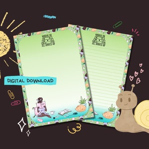 Book Lover Green - Descarga digital PDF - Papel para escribir cartas Penpal - Hojas de papel de notas imprimibles al instante - Forrado y sin forro incluido