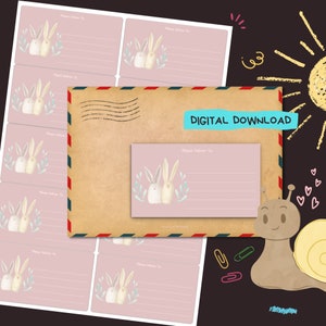 Mini Coelhinhos - Download digital em PDF - Imprima em casa e entregue no endereço Adesivos - Etiquetas forradas e sem forro - tamanho 99 mm x 57 mm