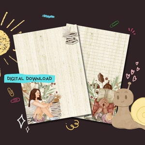 Libros de otoño - Descarga digital PDF - Papel para escribir cartas por correspondencia - Hojas de papel de notas imprimibles al instante - Forrado y sin forro incluido