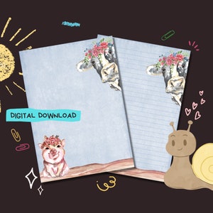 Farm Life - Descarga digital PDF - Papel para escribir cartas de Penpal - Hojas de papel de notas imprimibles al instante - Forrado y sin forro incluido