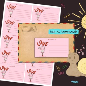 Love Day Gnome - Download digital em PDF - Imprima em casa, entregue no endereço adesivos - Etiquetas forradas e sem forro - tamanho 99 mm x 57 mm