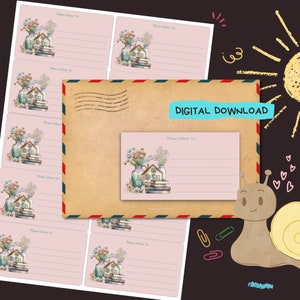 Relaxe à tarde PDF download digital, Imprima em casa, entregue no endereço adesivos, Etiquetas pautadas e sem pauta 99 mm x 57 mm tamanho