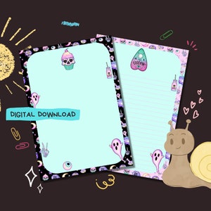 Spooky Halloween - Descarga digital PDF - Papel para escribir cartas por correspondencia - Hojas de papel de notas imprimibles al instante - Forrado y sin forro incluido