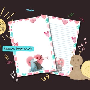 El amor es... - Descarga digital PDF - Papel para escribir cartas de penpal - Hojas de papel de notas imprimibles al instante - Forrado y sin forro incluido