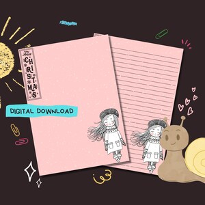 Feliz Navidad - Descarga digital PDF - Papel para escribir cartas de penpal - Hojas de papel de notas imprimibles al instante - Forrado y sin forro incluido
