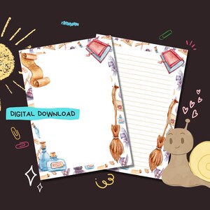 Magic Letter - Descarga digital PDF - Papel para escribir cartas Penpal - Hojas de papel de notas imprimibles instantáneamente - Forrado y sin forro incluido