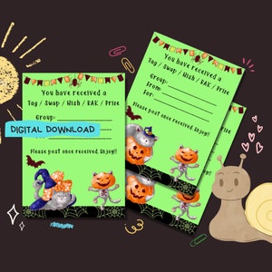 Heksen katten - PDF digitale download - Print thuis tag inserts - Penpal afdrukbare versierde swap / wens / rak inserts - 2 maten