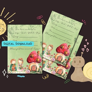 Foresta delle fiabe - Download digitale PDF - Stampa a casa inserti tag - Penpal decorato swap / desiderio / modulo rak - Stampabile istantaneamente - 2 dimensioni