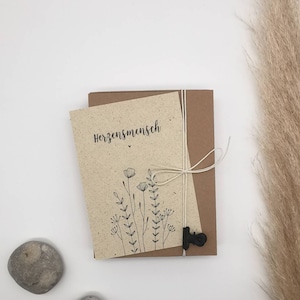 Graspapier Grußkarte Herzensmensch | Dankeschön | Wertschätzung | personalisierbare Postkarte