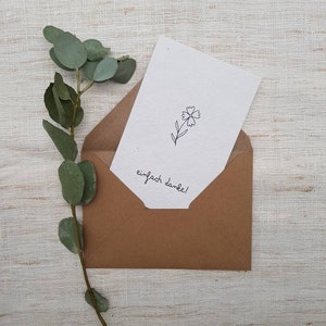 Einpflanzbare Karte | Einfach DANKE | Samenpapier | nachhaltig | handgemacht | Postkarte | minimalistisch | Blume