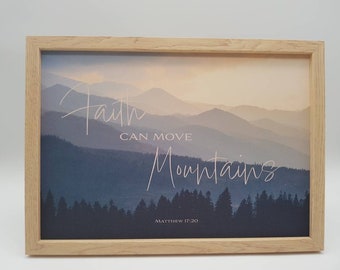 Faith can move mountains | Bibelvers | christliches Poster | Hoffnungsmacher | Ermutigung |handgemacht | Berglandschaft