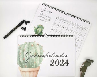 Wall calendar CACTUS 2024 | spiral binding | Christian | Bible Verses for Encouragement | A4 and A3 | Annual solution