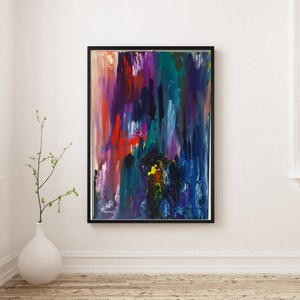 ORIGINAL |Abstract mural in oil paints| Unique |Canvas 60 x 80 cm| violet, blue, red