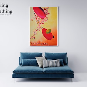 Mural | Unique | handmade | abstract work of art| geometric| Agglomeration | Red, green, pink | Artwork| special gift