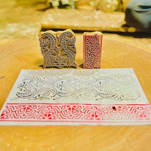 Wooden printing block hand carved printing block floral jaal and border printing block textile printing block hand block printing