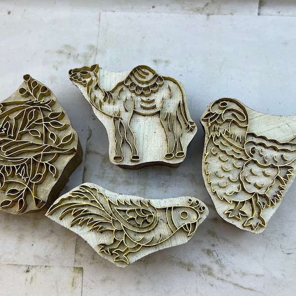 wooden brass stamps beautiful bird and animal brass wooden stamps for printing DIY clya, fabric, pottery, henna, tattoo, block printing