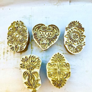 Bellissimi francobolli in legno a doppio fiore e cuore in ottone Tessuto fai-da-te, argilla, ceramica, blocco di stampa su carta