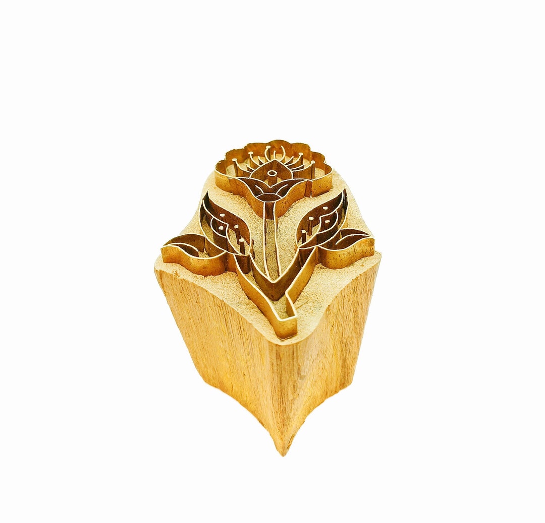 Hand Carved Rohida Wood Brass Block (1 in) 16