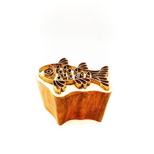 timbro pesce timbro in legno ottone timbro disegno pesce timbro intagliato a mano per stampa fai da te argilla carta tessile tatuaggio all'henné stampa a mano blocco