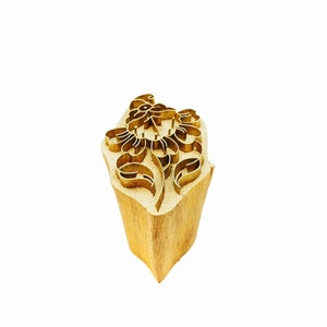 francobollo in ottone di legno, bellissimo blocco di disegno floreale, blocco di ottone intagliato a mano per la stampa di argilla fai da te, tessile, ceramica, batik, tatto tamponario