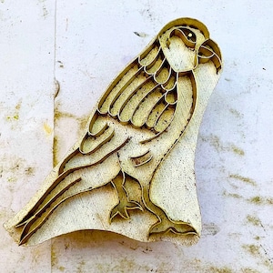 Vogel Druckblock Holz Messing Vogel Design Stempel handgeschnitzt Vogel Design Block Holzdruckblock Textildruck