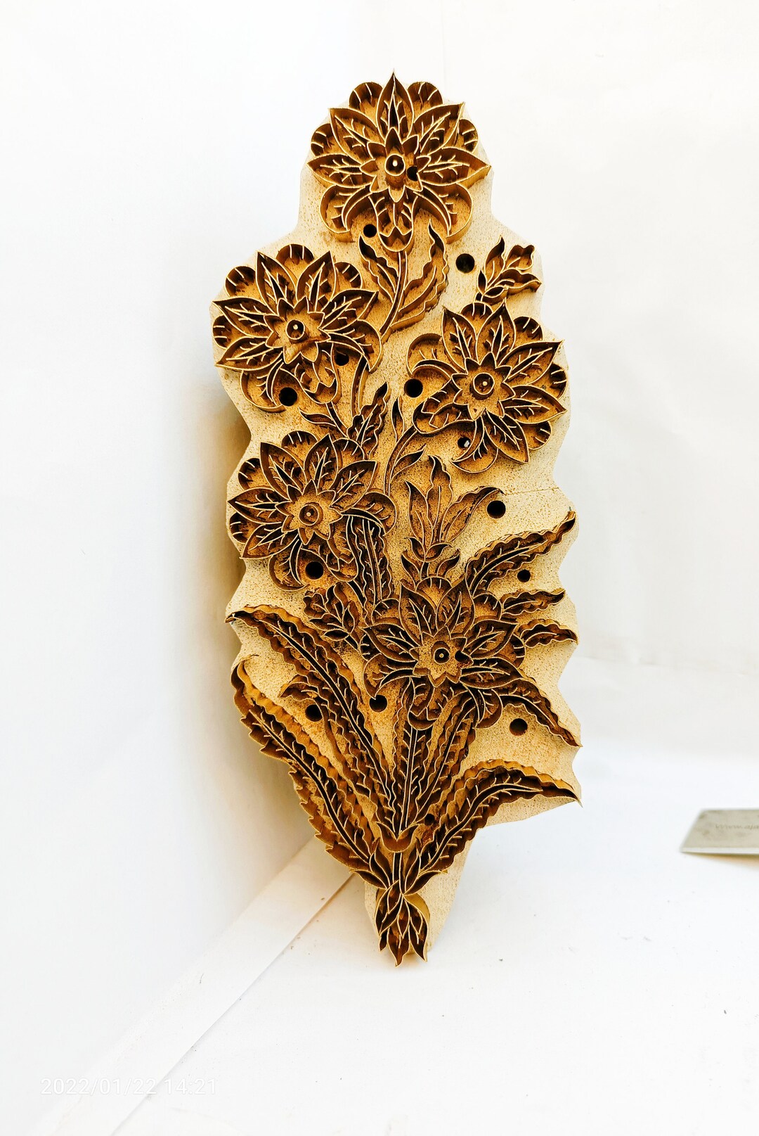 Wooden Brass Buta Design Block Wooden Brass Stamps Floral Buta Design ...