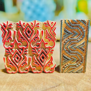 Textile printing stamps hand carved block wooden stamps hand block printing